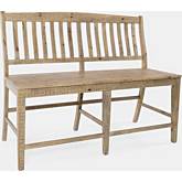 Carlyle Crossing Slatback Counter Height Bench in Distressed Pine